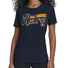 Houston Astros Starter Women's Groovy Script Team Fitted T-Shirt - MLB