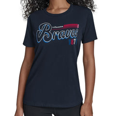 Atlanta Braves Starter Women's Groovy Script Team Fitted T-Shirt - MLB