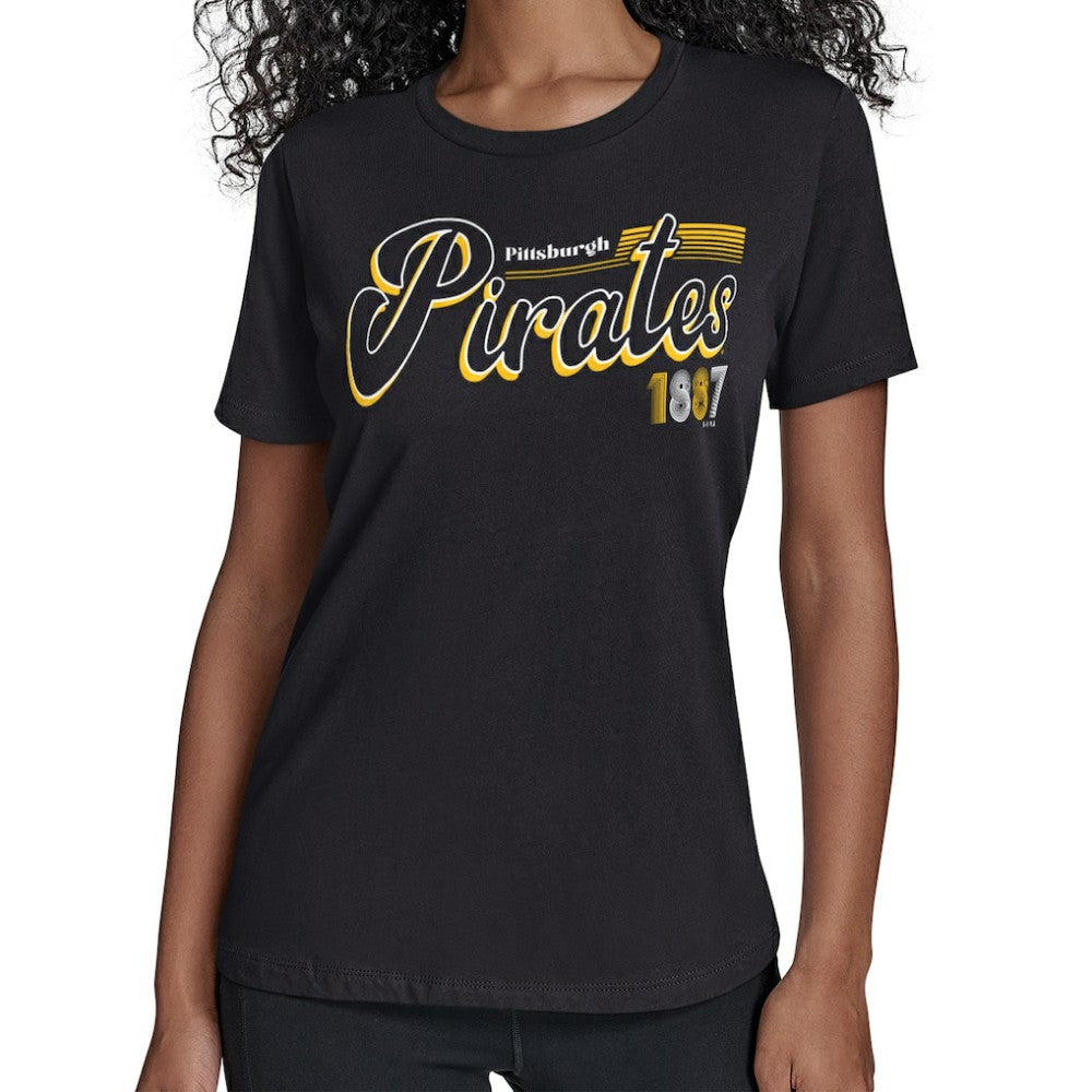 Pittsburgh Pirates Starter Women's Groovy Script Team Fitted T-Shirt - MLB