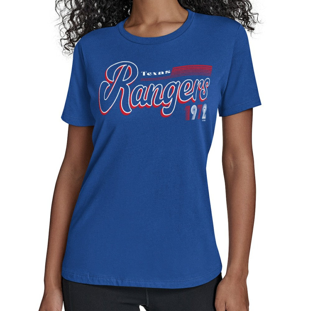 Texas Rangers Starter Women's Groovy Script Team Fitted T-Shirt - MLB