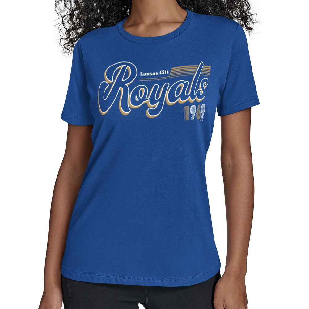 Kansas City Royals Starter Women's Groovy Script Team Fitted T-Shirt - MLB