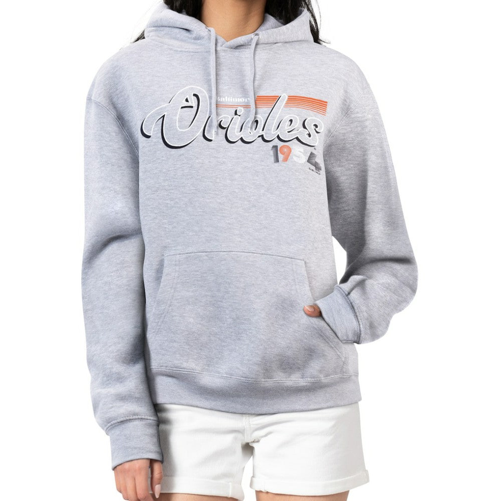 Baltimore Orioles Starter Women's Groovy Script Team Fleece Pullover Hoodie - MLB