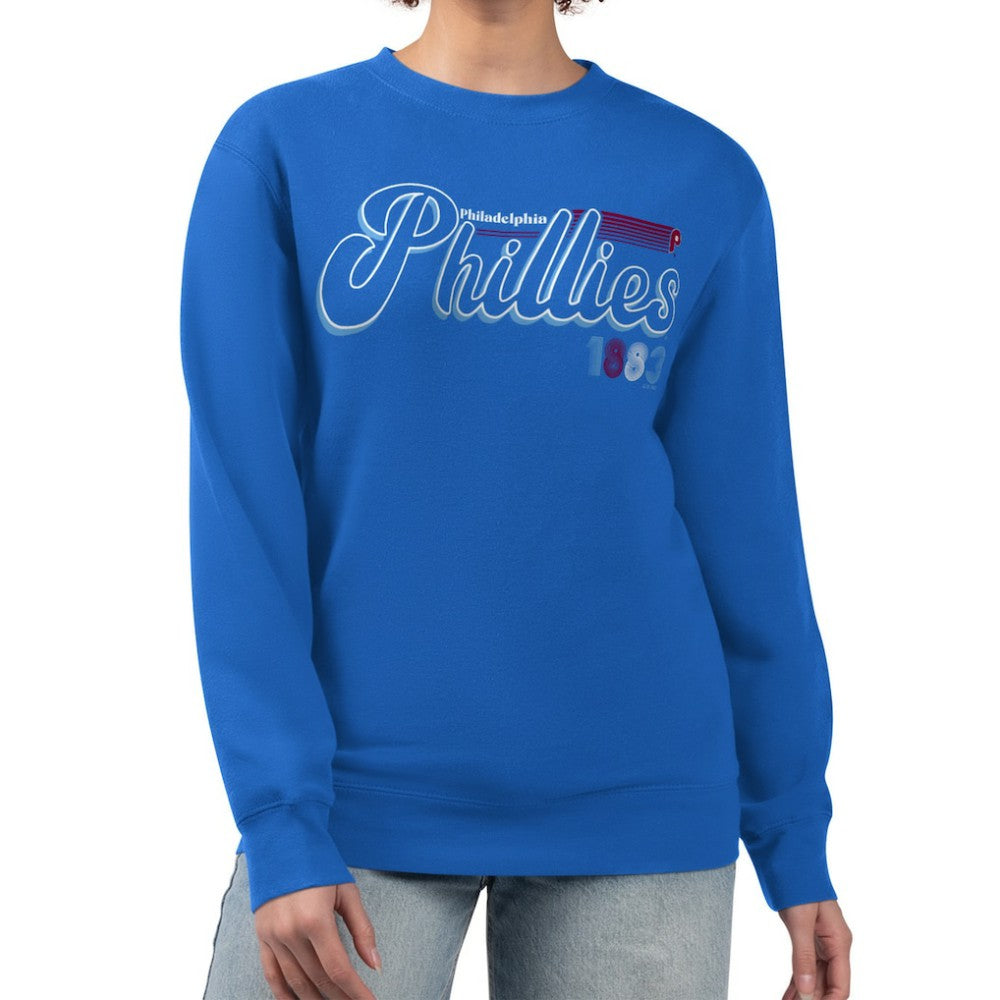 Philadelphia Phillies Starter Women's Groovy Script Team Fleece Pullover Sweatshirt - MLB