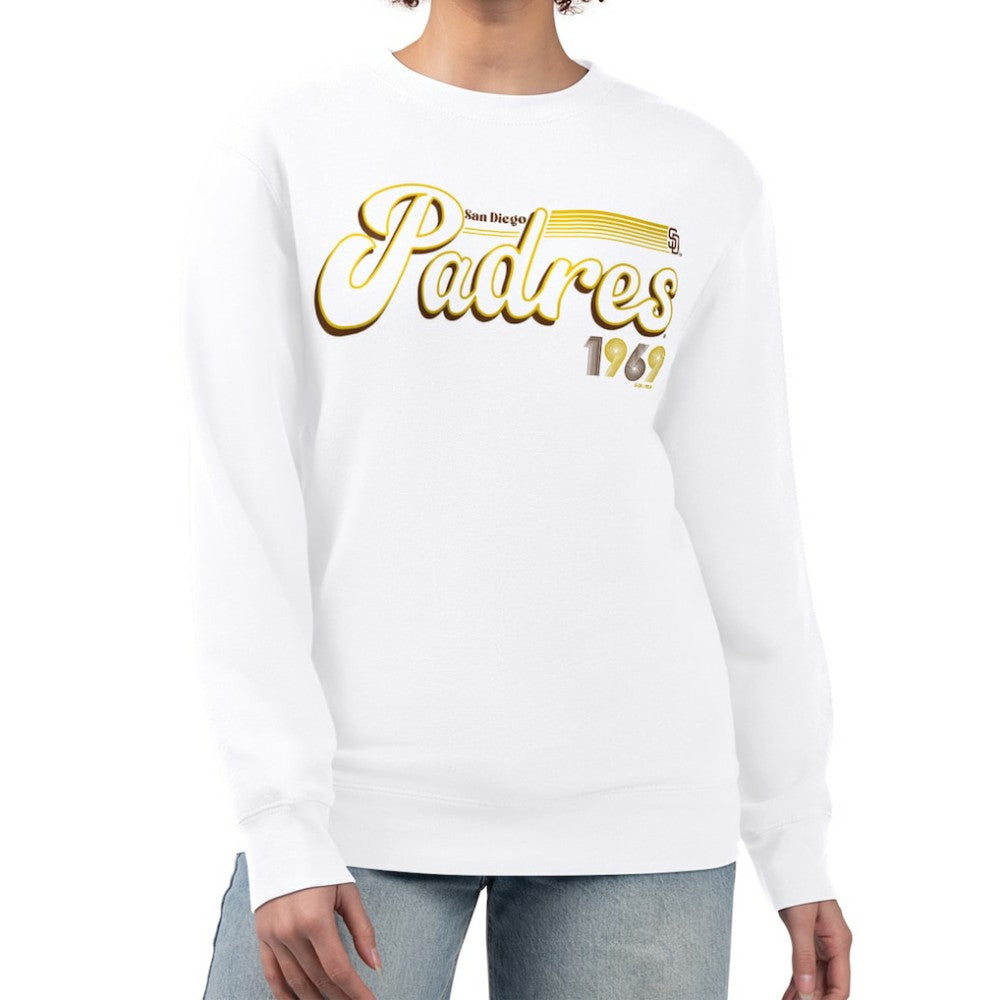 San Diego Padres Starter Women's Groovy Script Team Fleece Pullover Sweatshirt - MLB