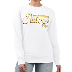 San Diego Padres Starter Women's Groovy Script Team Fleece Pullover Sweatshirt - MLB