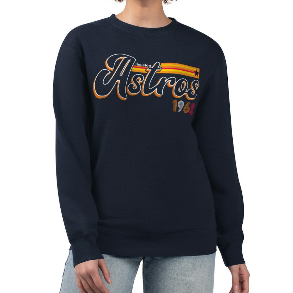 Houston Astros Starter Women's Groovy Script Team Fleece Pullover Sweatshirt - MLB