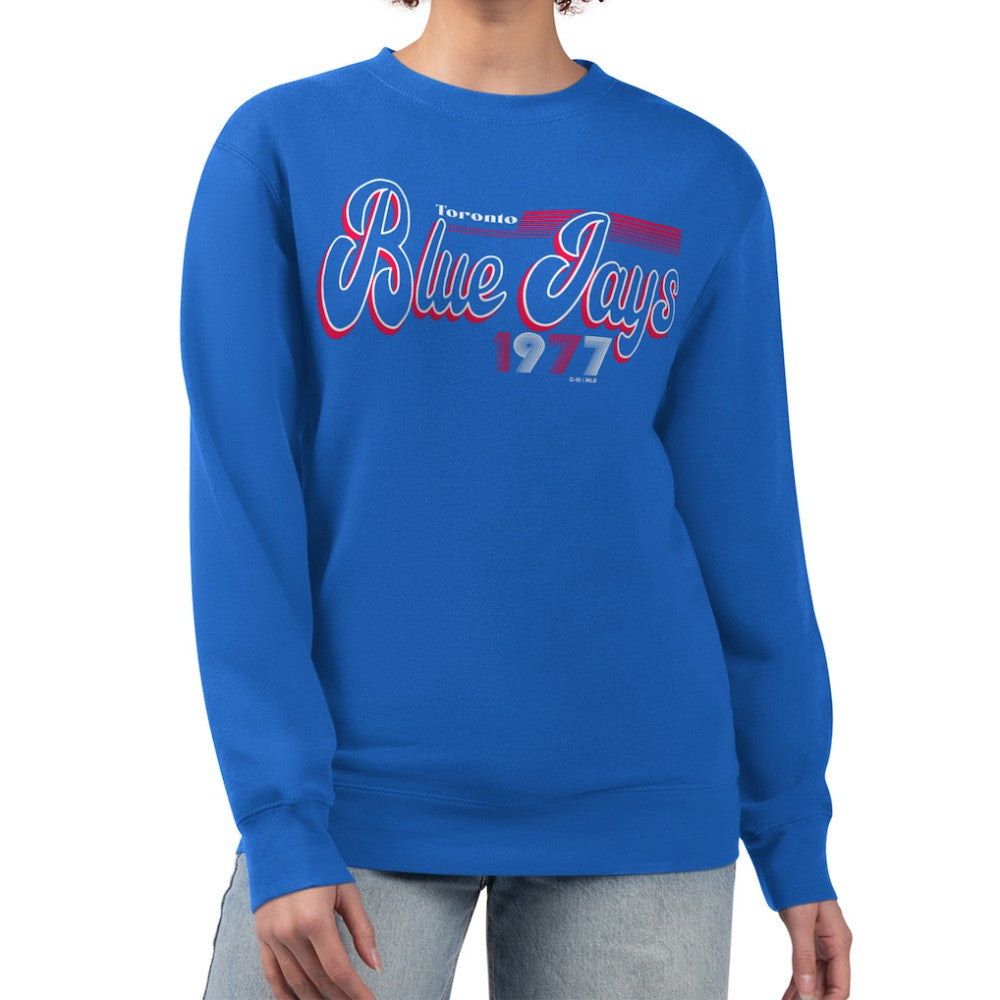 Toronto Blue Jays Starter Women's Groovy Script Team Fleece Pullover Sweatshirt - MLB