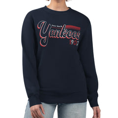 New York Yankees Starter Women's Groovy Script Team Fleece Pullover Sweatshirt - MLB