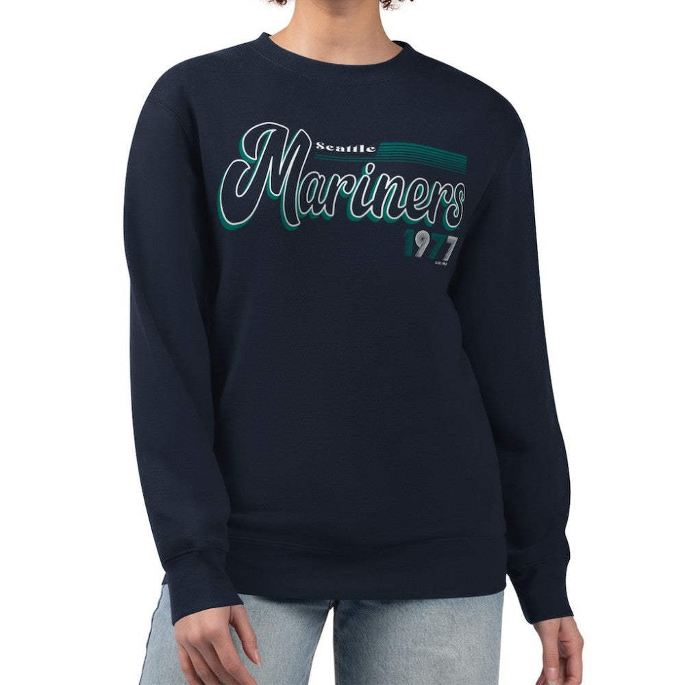 Seattle Mariners Starter Women's Groovy Script Team Fleece Pullover Sweatshirt - MLB