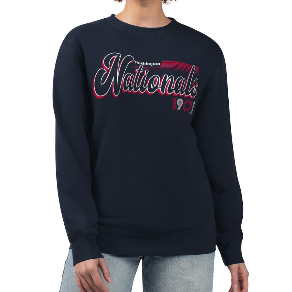 Washington Nationals Starter Women's Groovy Script Team Fleece Pullover Sweatshirt - MLB