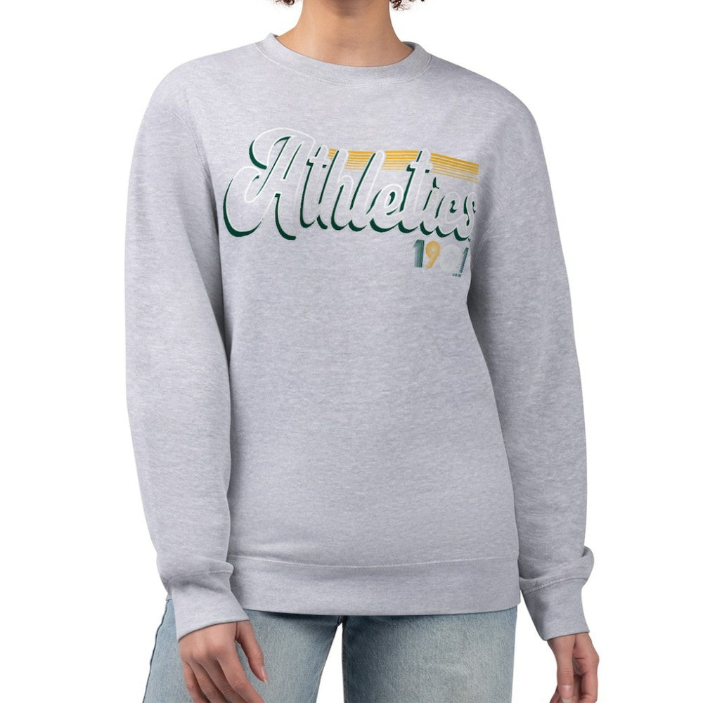 Athletics Starter Women's Groovy Script Team Fleece Pullover Sweatshirt - MLB
