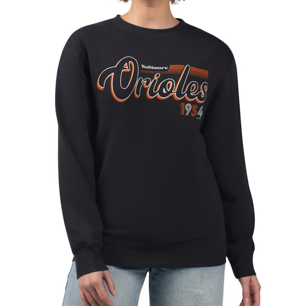 Baltimore Orioles Starter Women's Groovy Script Team Fleece Pullover Sweatshirt - MLB
