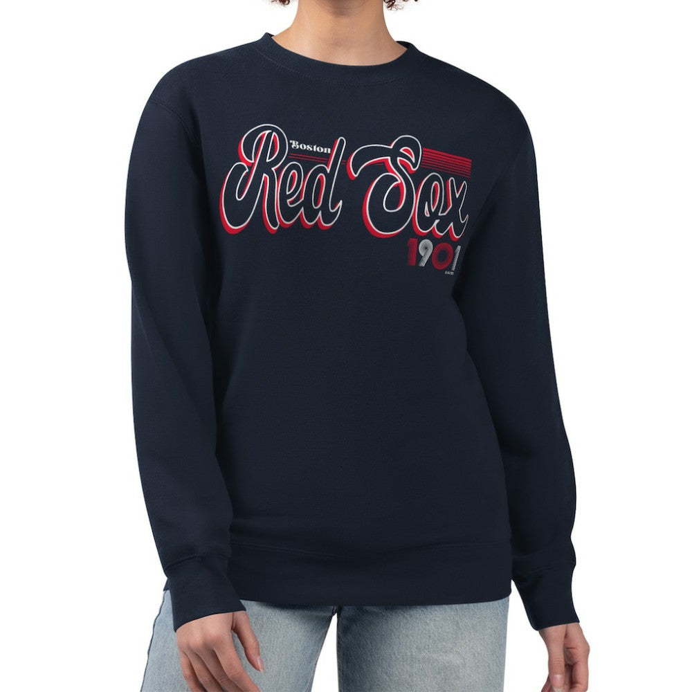 Boston Red Sox Starter Women's Groovy Script Team Fleece Pullover Sweatshirt - MLB