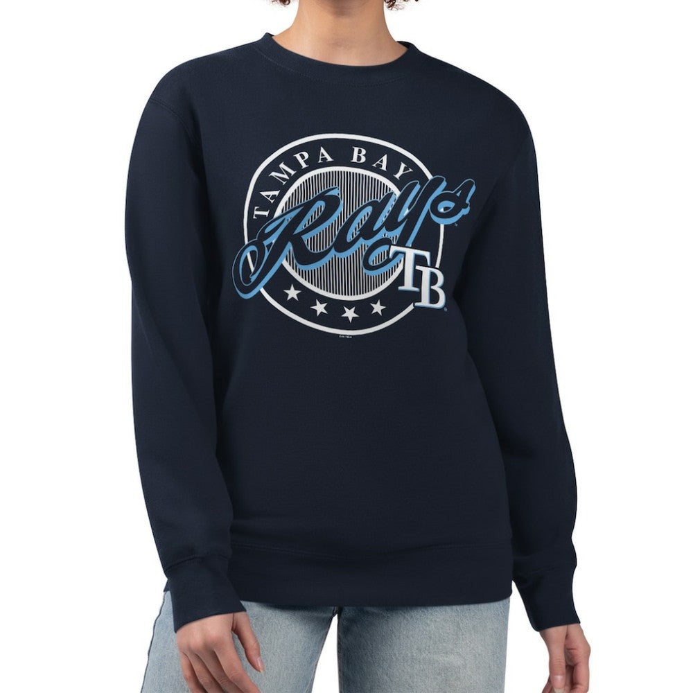Tampa Bay Rays G-III 4Her by Carl Banks Women's Pinstripe Circle Team Fleece Pullover Sweatshirt - MLB