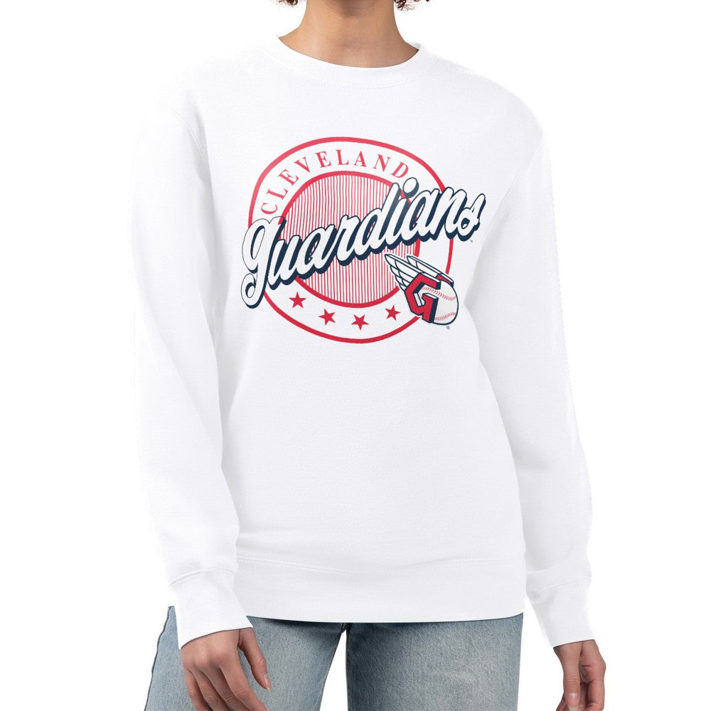 Cleveland Guardians G-III 4Her by Carl Banks Women's Pinstripe Circle Team Fleece Pullover Sweatshirt - MLB