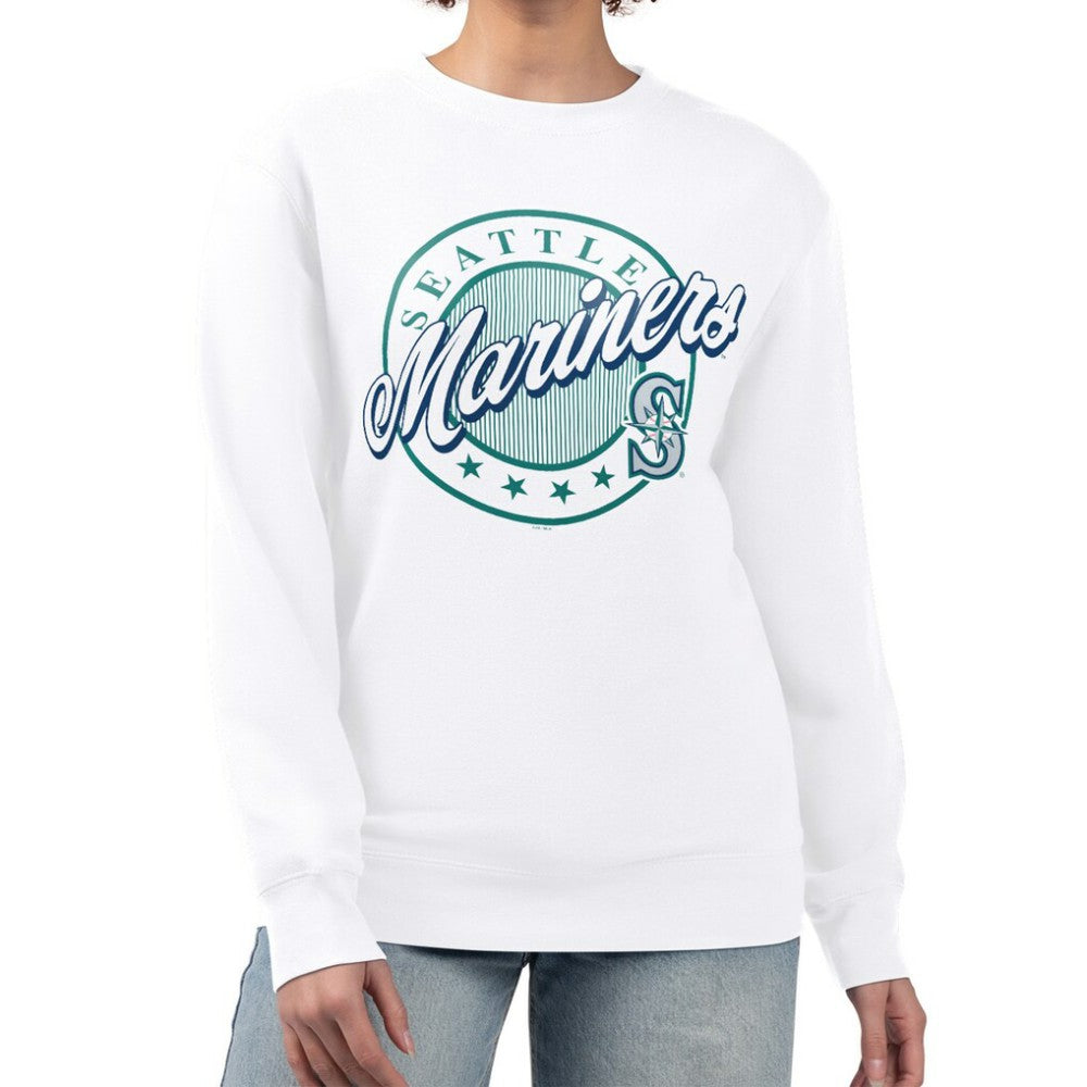 Seattle Mariners G-III 4Her by Carl Banks Women's Pinstripe Circle Team Fleece Pullover Sweatshirt - MLB