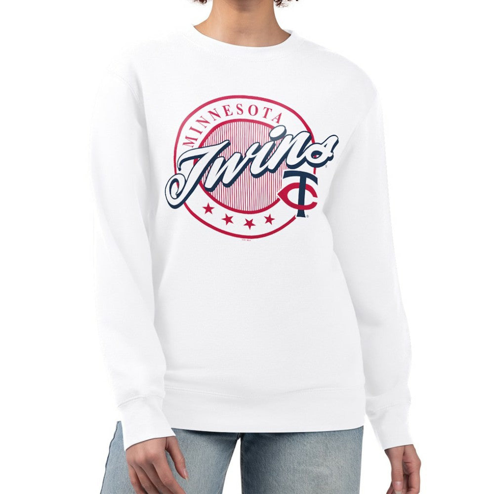 Minnesota Twins G-III 4Her by Carl Banks Women's Pinstripe Circle Team Fleece Pullover Sweatshirt - MLB