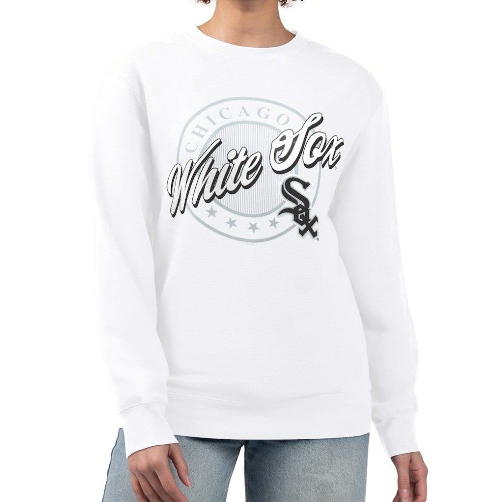 Chicago White Sox G-III 4Her by Carl Banks Women's Pinstripe Circle Team Fleece Pullover Sweatshirt - MLB