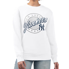 New York Yankees G-III 4Her by Carl Banks Women's Pinstripe Circle Team Fleece Pullover Sweatshirt - MLB
