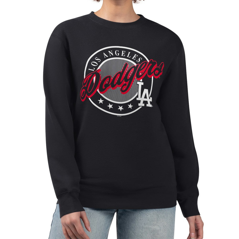 Los Angeles Dodgers G-III 4Her by Carl Banks Women's Pinstripe Circle Team Fleece Pullover Sweatshirt - MLB