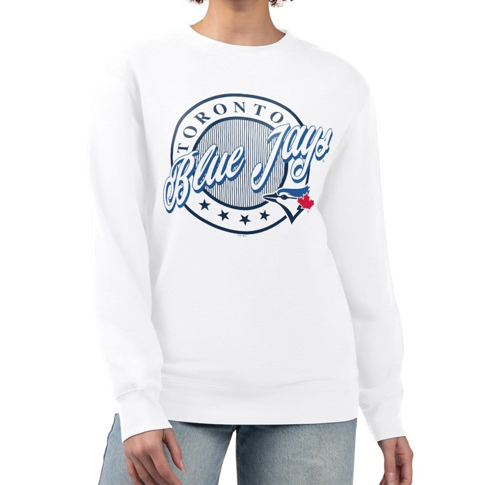 Toronto Blue Jays G-III 4Her by Carl Banks Women's Pinstripe Circle Team Fleece Pullover Sweatshirt - MLB
