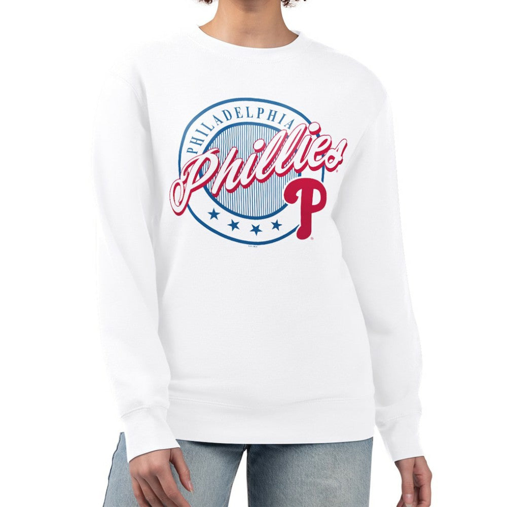 Philadelphia Phillies G-III 4Her by Carl Banks Women's Pinstripe Circle Team Fleece Pullover Sweatshirt - MLB