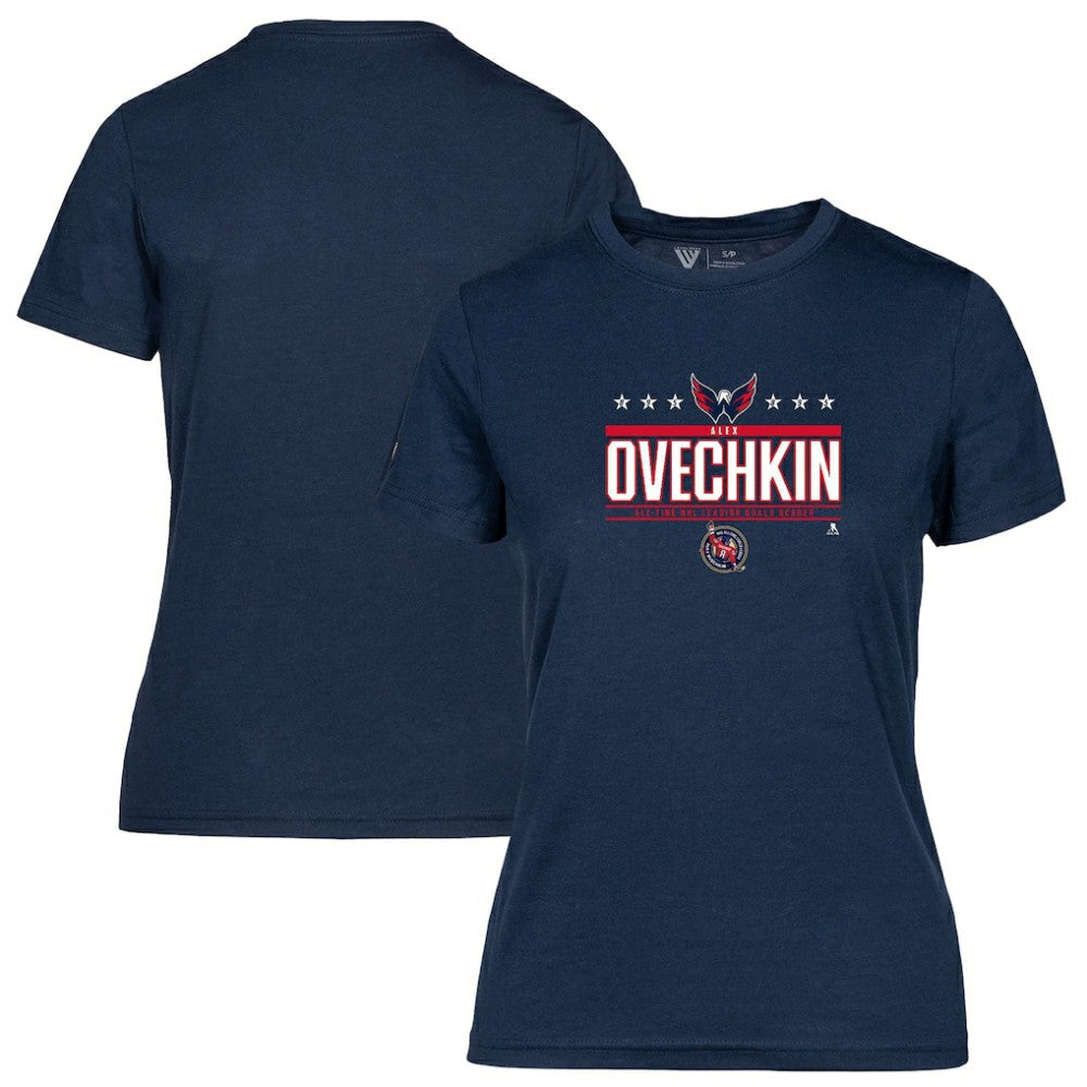 Alexander Ovechkin Washington Capitals Levelwear Women's NHL All-Time Leading Goal Scorer Milestone Stars Name & Number Maddox T-Shirt - Navy - NHL
