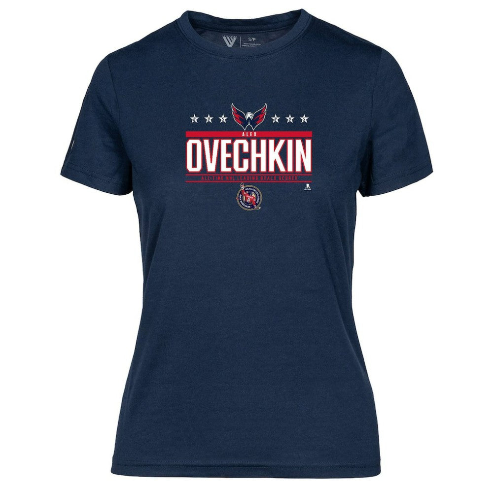 Alexander Ovechkin Washington Capitals Levelwear Women's NHL All-Time Leading Goal Scorer Milestone Stars Name & Number Maddox T-Shirt - Navy - NHL