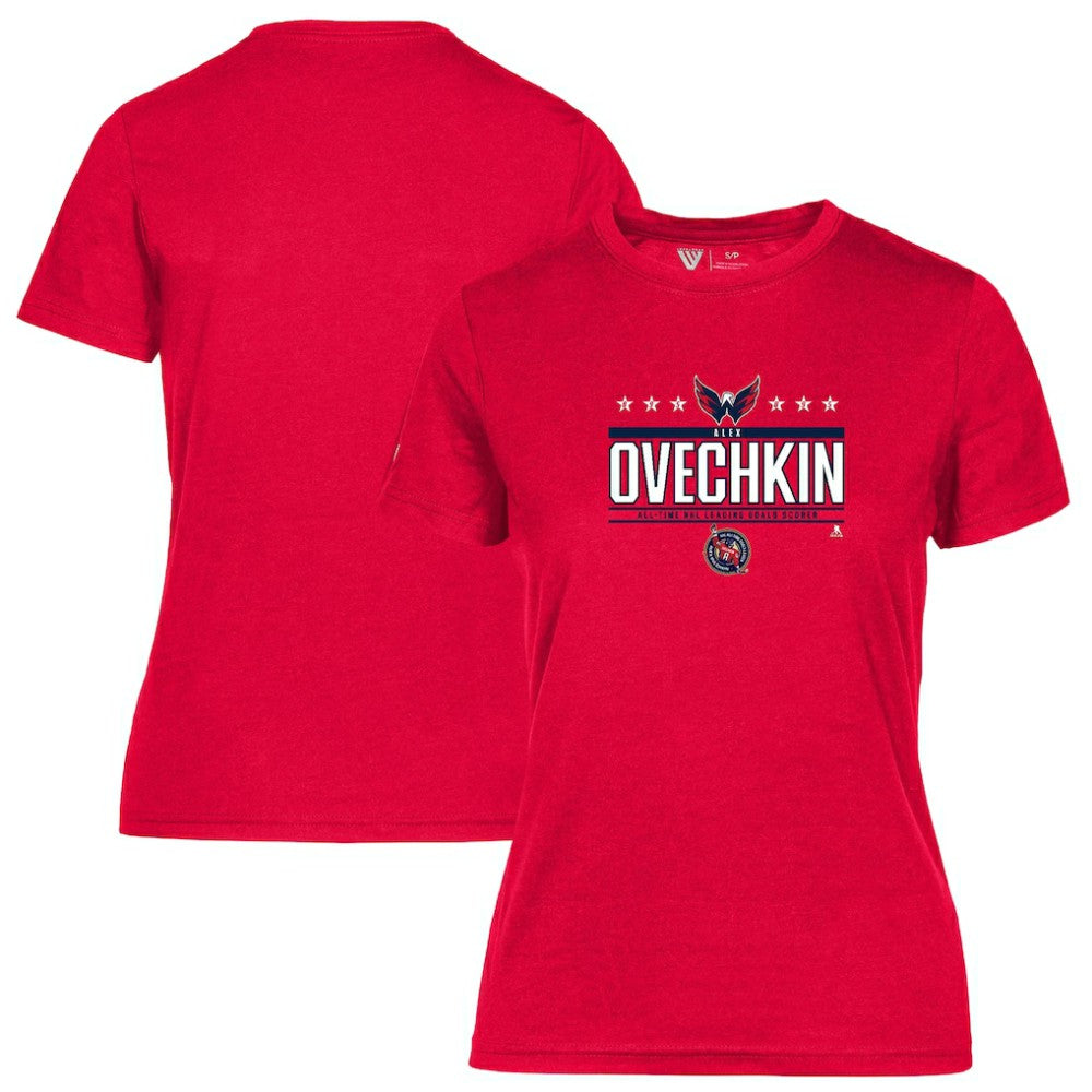 Alexander Ovechkin Washington Capitals Levelwear Women's NHL All-Time Leading Goal Scorer Milestone Stars Name & Number Maddox T-Shirt - Red - NHL