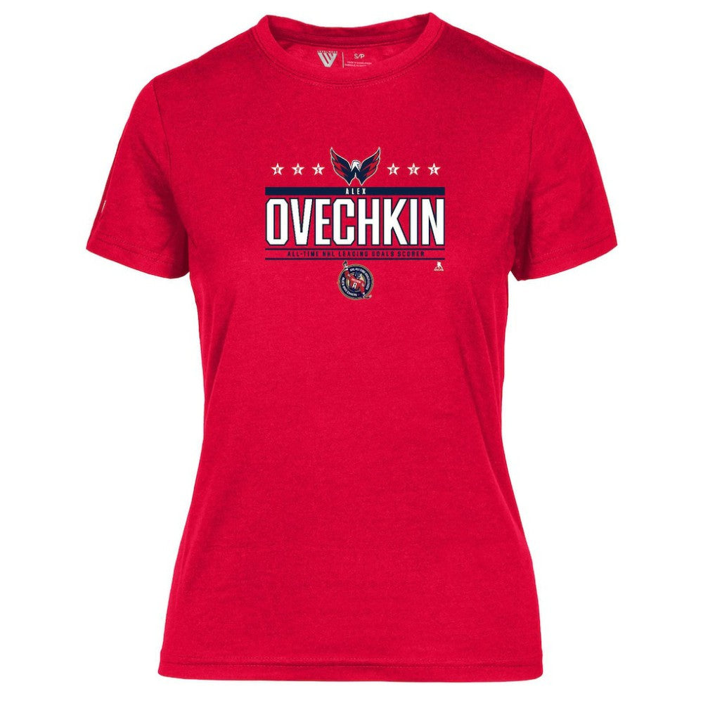 Alexander Ovechkin Washington Capitals Levelwear Women's NHL All-Time Leading Goal Scorer Milestone Stars Name & Number Maddox T-Shirt - Red - NHL