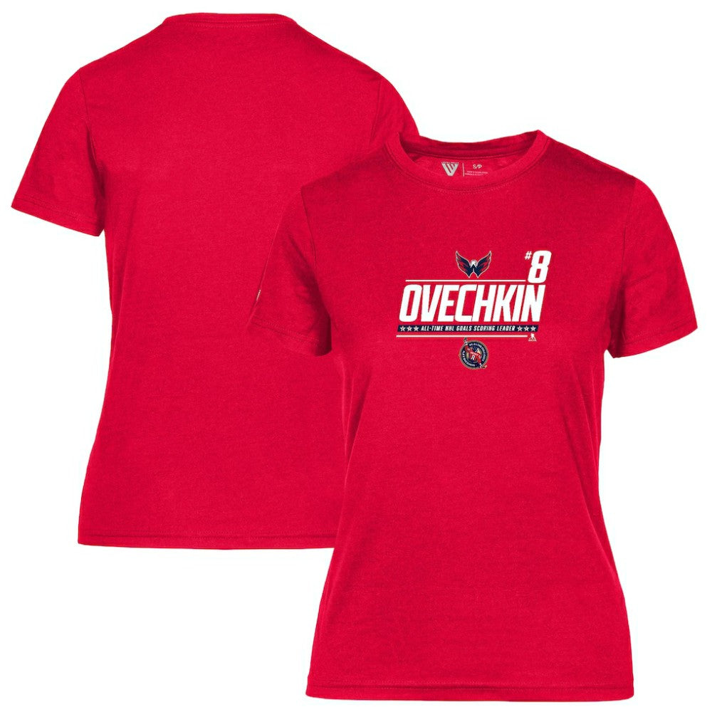 Alexander Ovechkin Washington Capitals Levelwear Women's NHL All-Time Leading Goal Scorer Milestone Name & Number Maddox T-Shirt - Red - NHL
