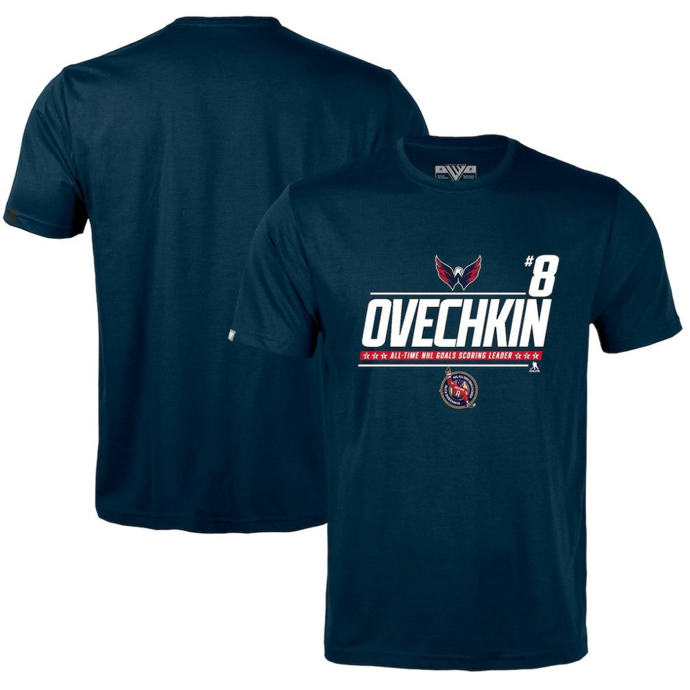 Alexander Ovechkin Washington Capitals Levelwear NHL All-Time Leading Goal Scorer Milestone Name & Number Richmond T-Shirt - Navy - NHL