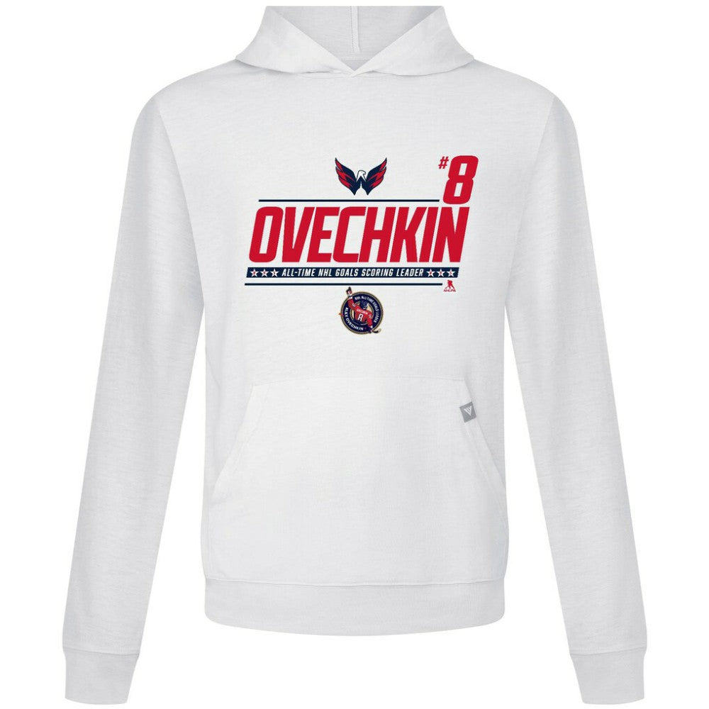 Alexander Ovechkin Washington Capitals Levelwear NHL All-Time Leading Goal Scorer Milestone Name & Number Relay Pullover Hoodie - White - NHL