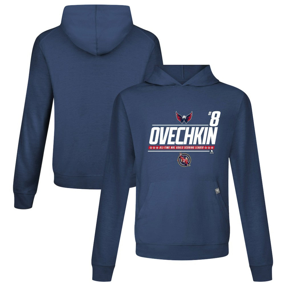 Alexander Ovechkin Washington Capitals Levelwear NHL All-Time Leading Goal Scorer Milestone Name & Number Relay Pullover Hoodie - Navy - NHL