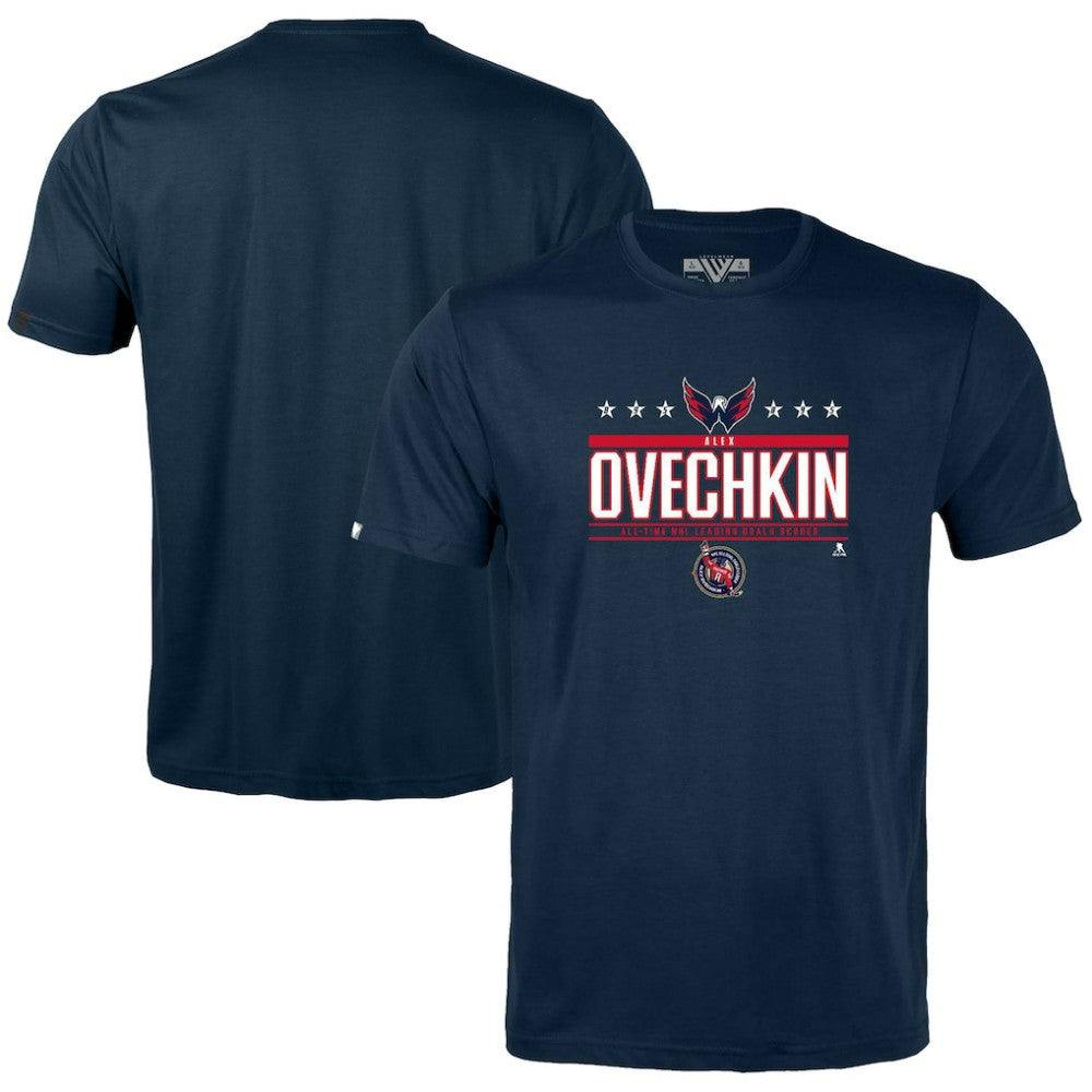 Alexander Ovechkin Washington Capitals Levelwear Youth NHL All-Time Leading Goal Scorer Milestone Stars Name & Number Little Richmond T-Shirt - Navy - NHL