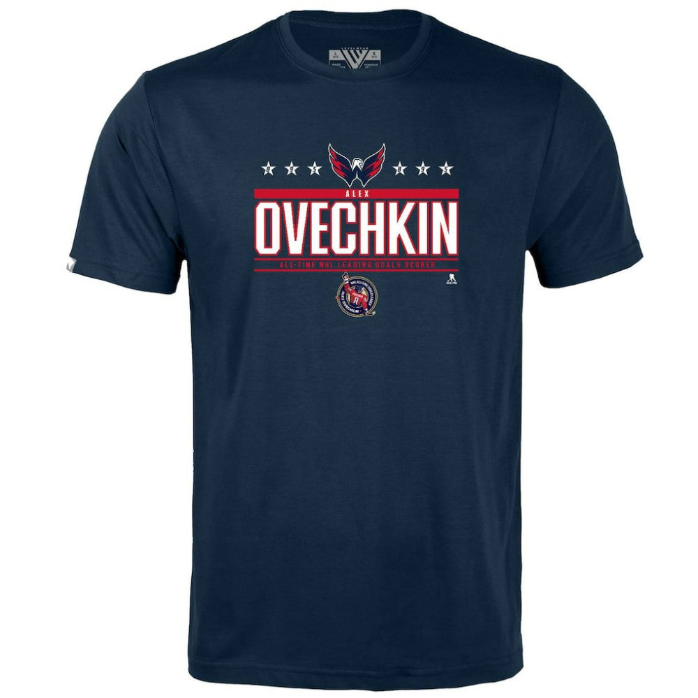 Alexander Ovechkin Washington Capitals Levelwear Youth NHL All-Time Leading Goal Scorer Milestone Stars Name & Number Little Richmond T-Shirt - Navy - NHL