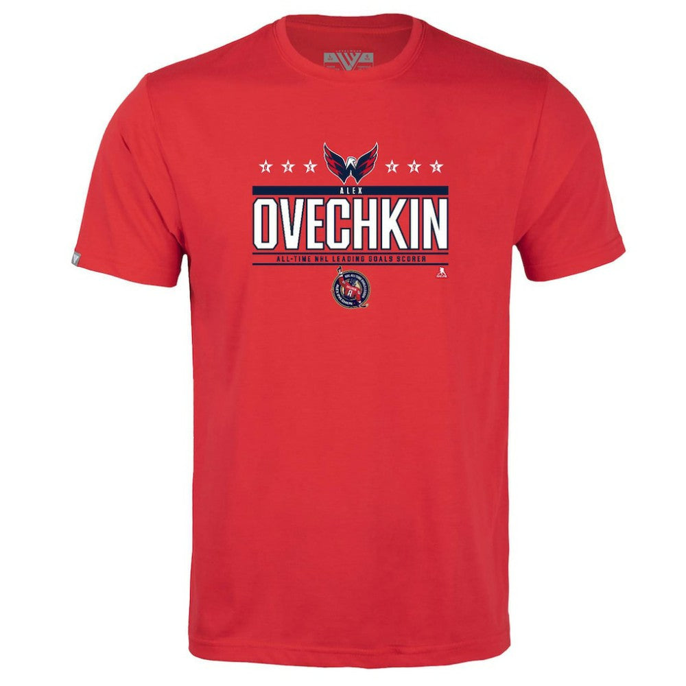 Alexander Ovechkin Washington Capitals Levelwear Youth NHL All-Time Leading Goal Scorer Milestone Stars Name & Number Little Richmond T-Shirt - Red - NHL