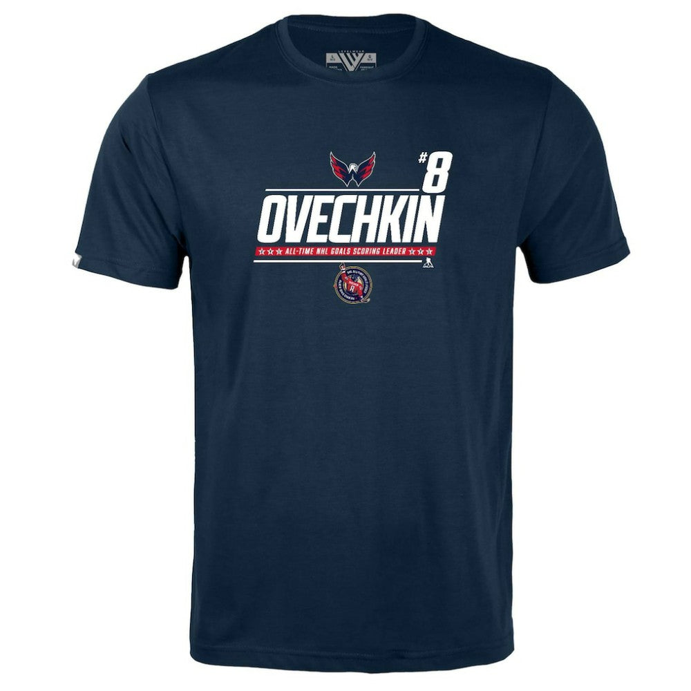Alexander Ovechkin Washington Capitals Levelwear Youth NHL All-Time Leading Goal Scorer Milestone Name & Number Little Richmond T-Shirt - Navy - NHL