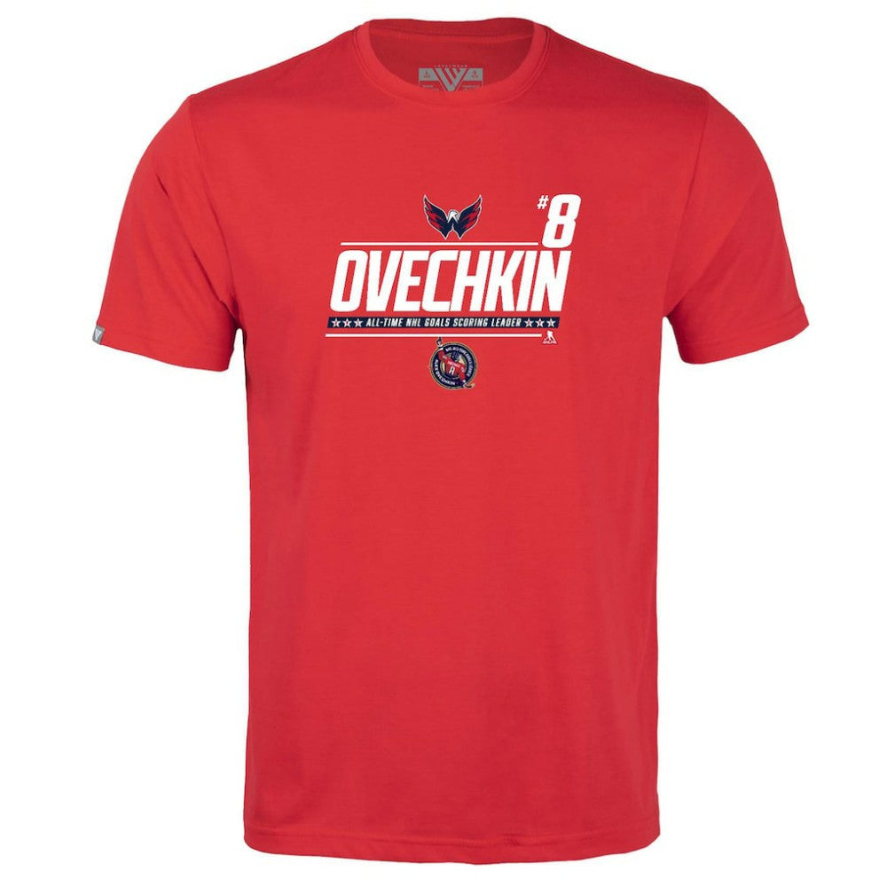 Alexander Ovechkin Washington Capitals Levelwear Youth NHL All-Time Leading Goal Scorer Milestone Name & Number Little Richmond T-Shirt - Red - NHL