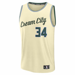 Giannis Antetokounmpo Milwaukee Bucks 2025/26 City Edition Fast Break Jersey Cream - NBA