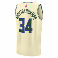 Giannis Antetokounmpo Milwaukee Bucks 2025/26 City Edition Fast Break Jersey Cream - NBA