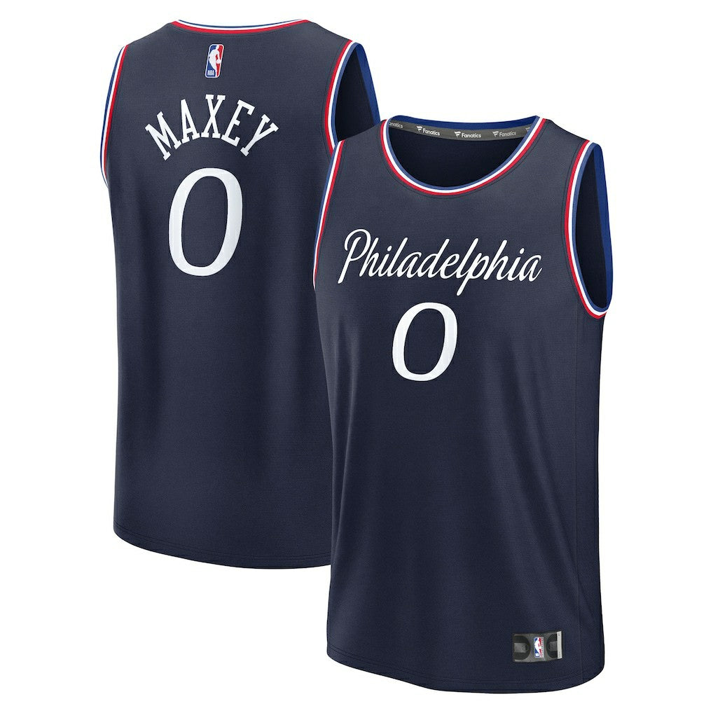 Tyrese Maxey Philadelphia 76ers Youth 2025/26 City Edition Fast Break Jersey Navy - NBA