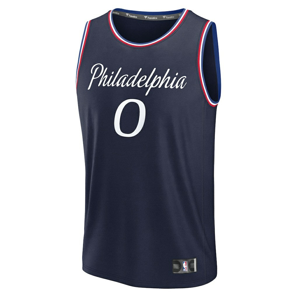 Tyrese Maxey Philadelphia 76ers Youth 2025/26 City Edition Fast Break Jersey Navy - NBA