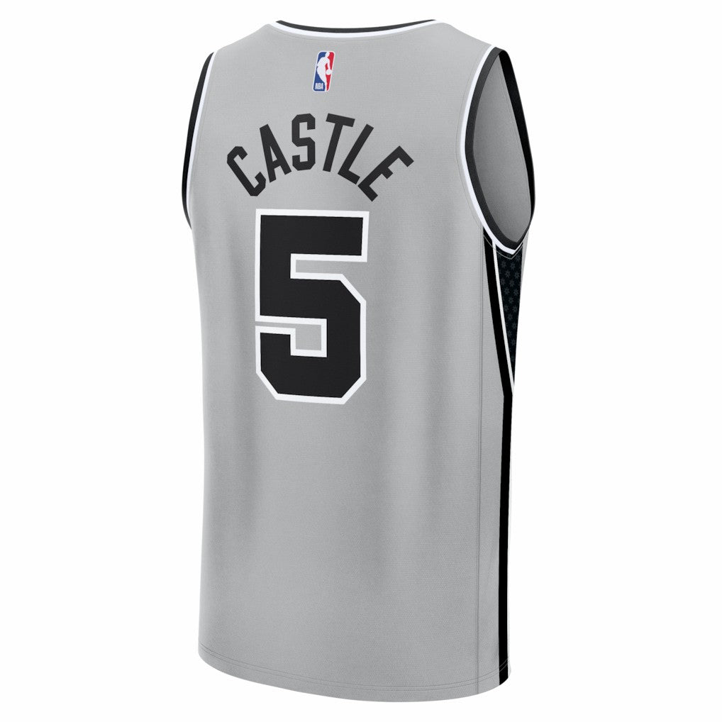 Stephon Castle San Antonio Spurs Youth Fast Break Jersey Statement Edition Silver - NBA