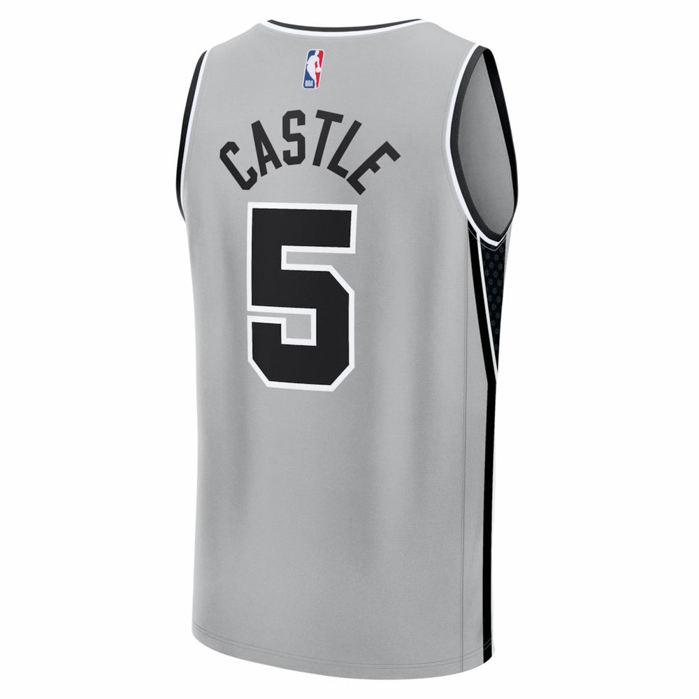 Stephon Castle San Antonio Spurs Youth Fast Break Jersey Statement Edition Silver - NBA