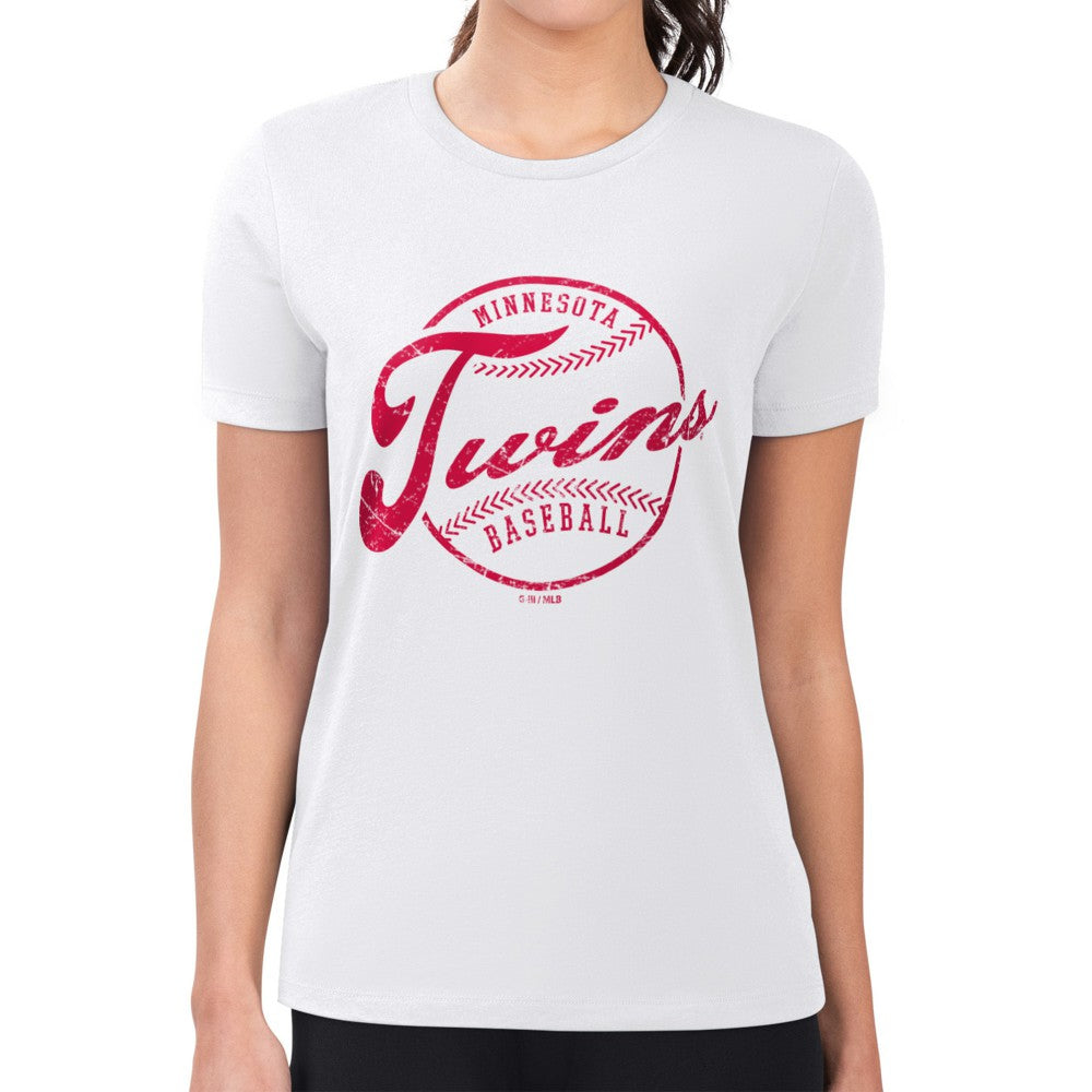 Minnesota Twins G-III 4Her by Carl Banks Women's Super-Slim Fit Lightweight Distressed Baseball Team T-Shirt - MLB