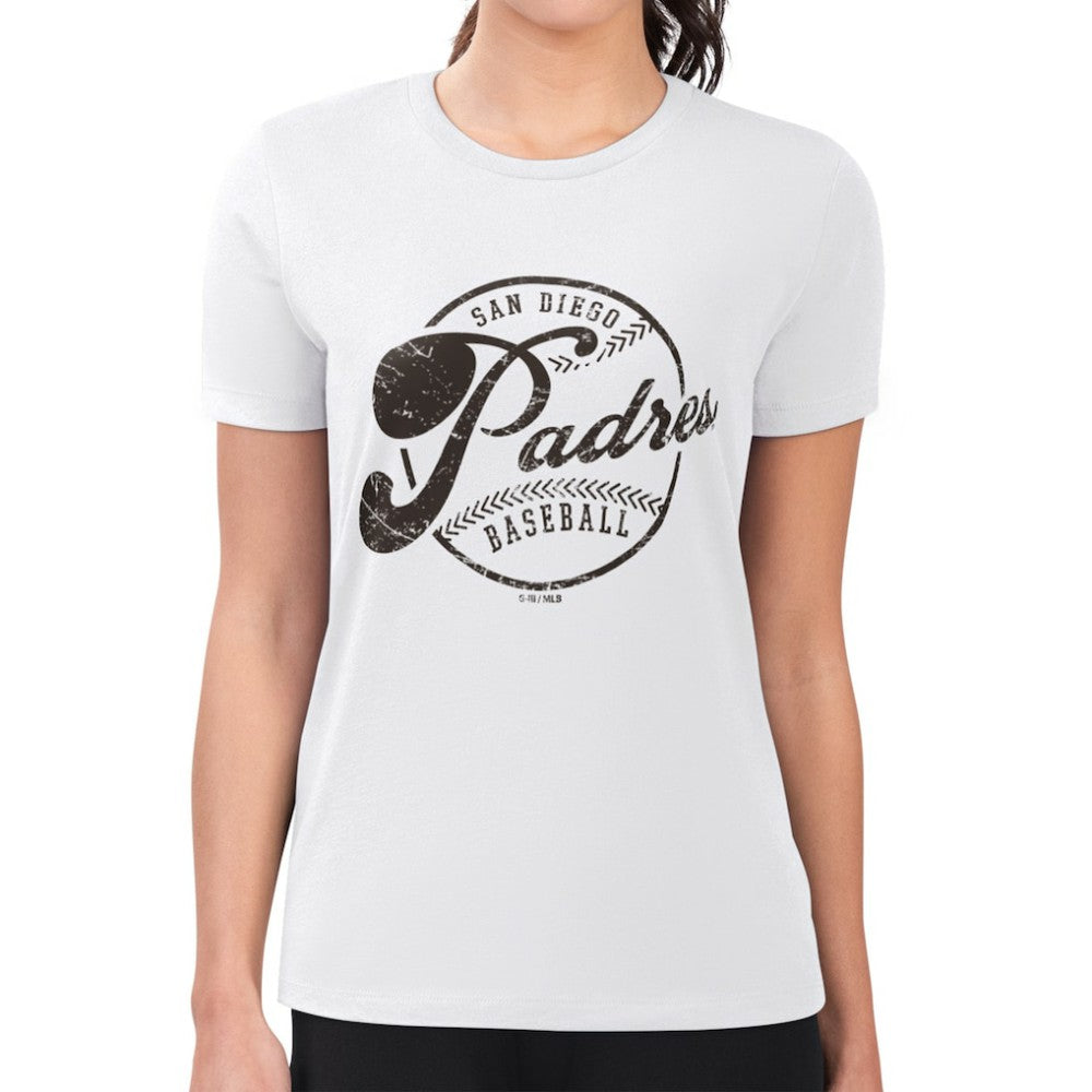 San Diego Padres G-III 4Her by Carl Banks Women's Super-Slim Fit Lightweight Distressed Baseball Team T-Shirt - MLB