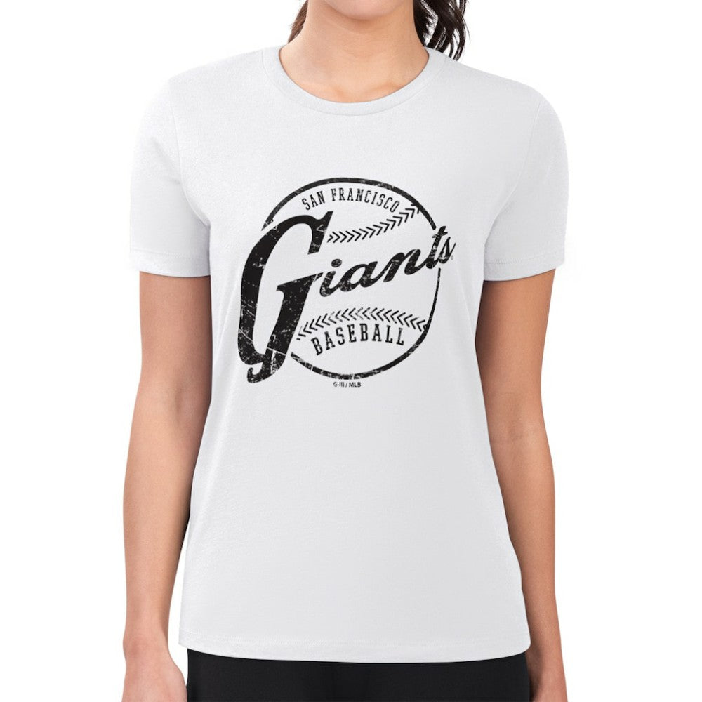 San Francisco Giants G-III 4Her by Carl Banks Women's Super-Slim Fit Lightweight Distressed Baseball Team T-Shirt - MLB