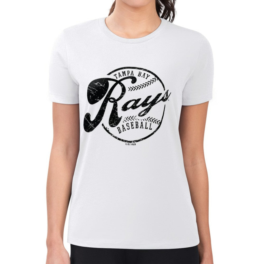 Tampa Bay Rays G-III 4Her by Carl Banks Women's Super-Slim Fit Lightweight Distressed Baseball Team T-Shirt - MLB