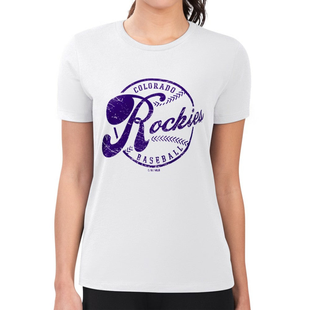 Colorado Rockies G-III 4Her by Carl Banks Women's Super-Slim Fit Lightweight Distressed Baseball Team T-Shirt - MLB